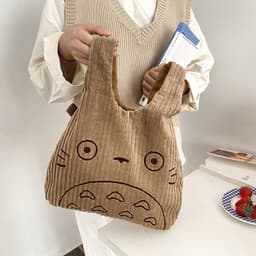 image-Yeyu Toto Plush Tote Bag Dark Green
