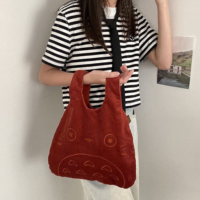 image-Yeyu Toto Plush Tote Bag Dark Green
