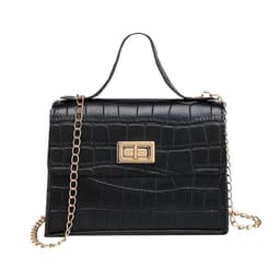image-Crocodile Pattern PU Small Square Handbag Brown