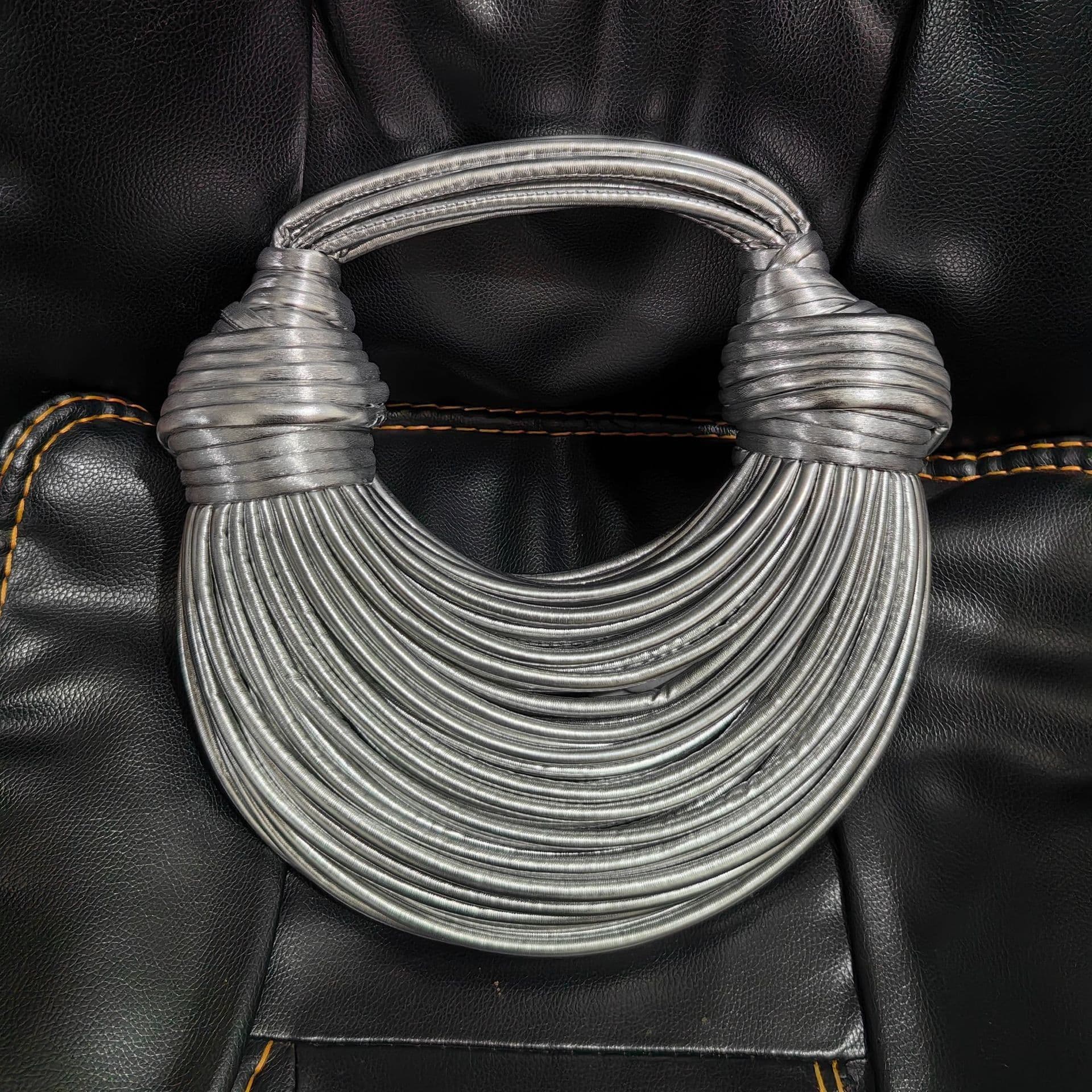 image-Silver PU Crossbody Bag with Fringe Detail