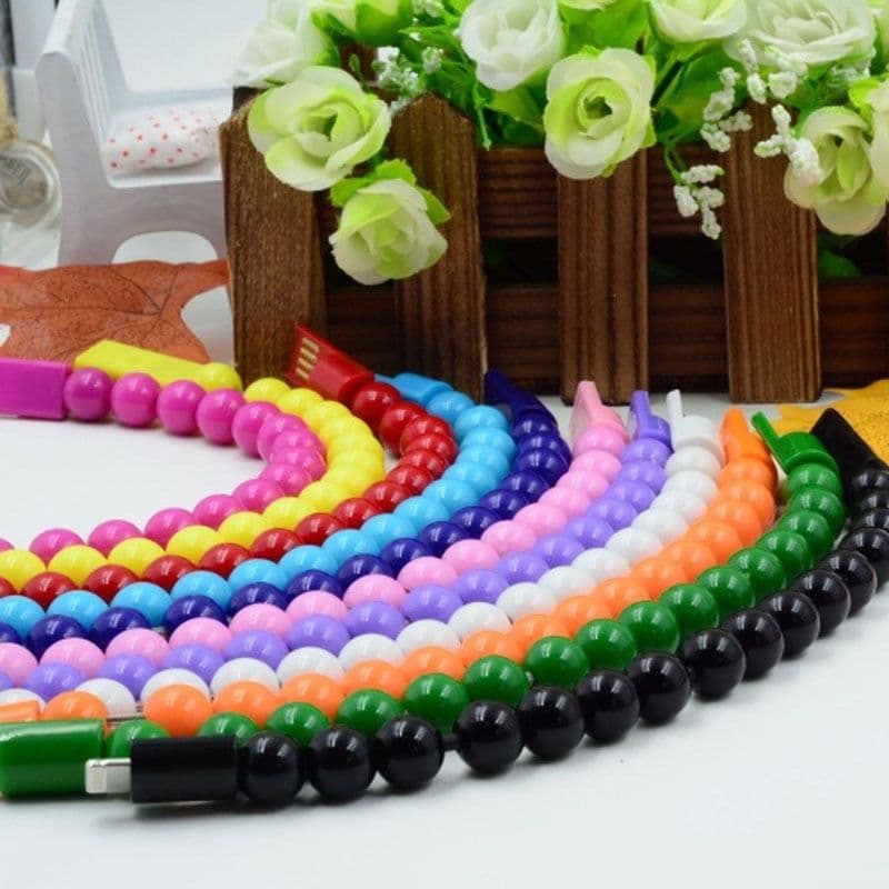 image-Buddha Bead Bracelet Data Cable for Apple Devices