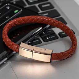 image-PU Leather Braided USB-C Charging Cable Bracelet