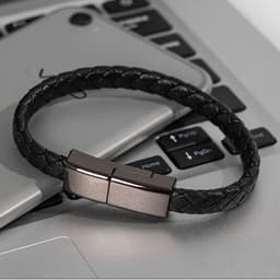 image-PU Leather Braided USB-C Charging Cable Bracelet