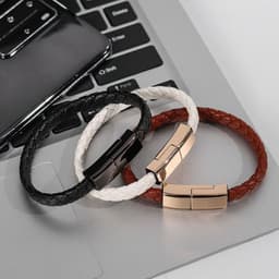 image-PU Leather Braided USB-C Charging Cable Bracelet