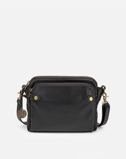 image-Retro Three-Layer Leather Messenger Bag Black