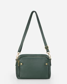 image-Retro Three-Layer Leather Messenger Bag Black