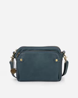image-Retro Three-Layer Leather Messenger Bag Black