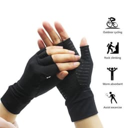 image-Copper Fiber Half Finger Cycling Gloves