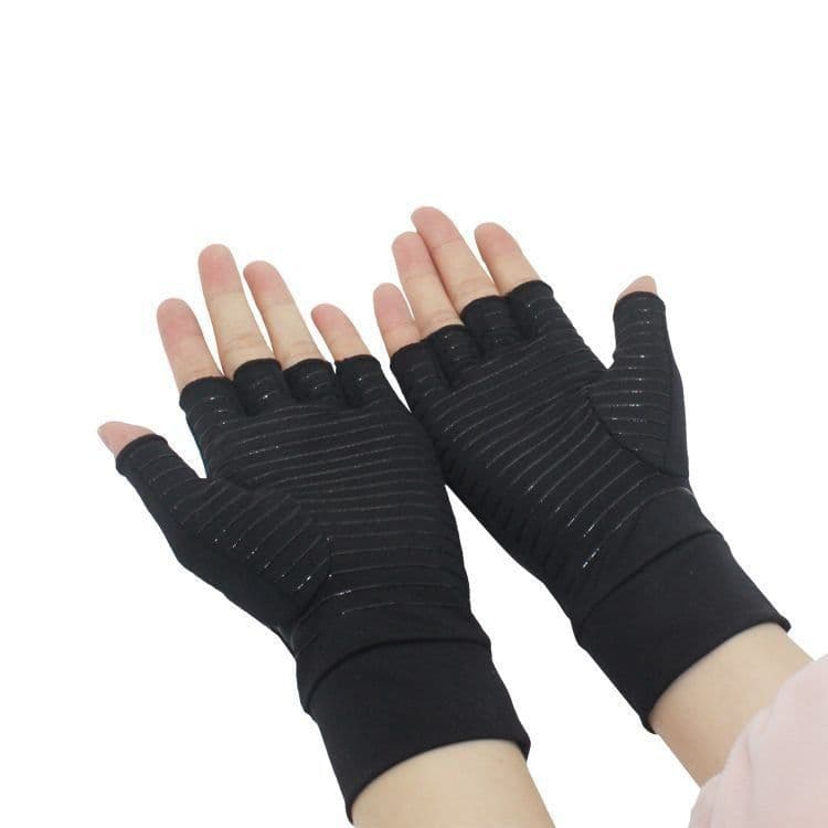 image-Copper Fiber Half Finger Cycling Gloves