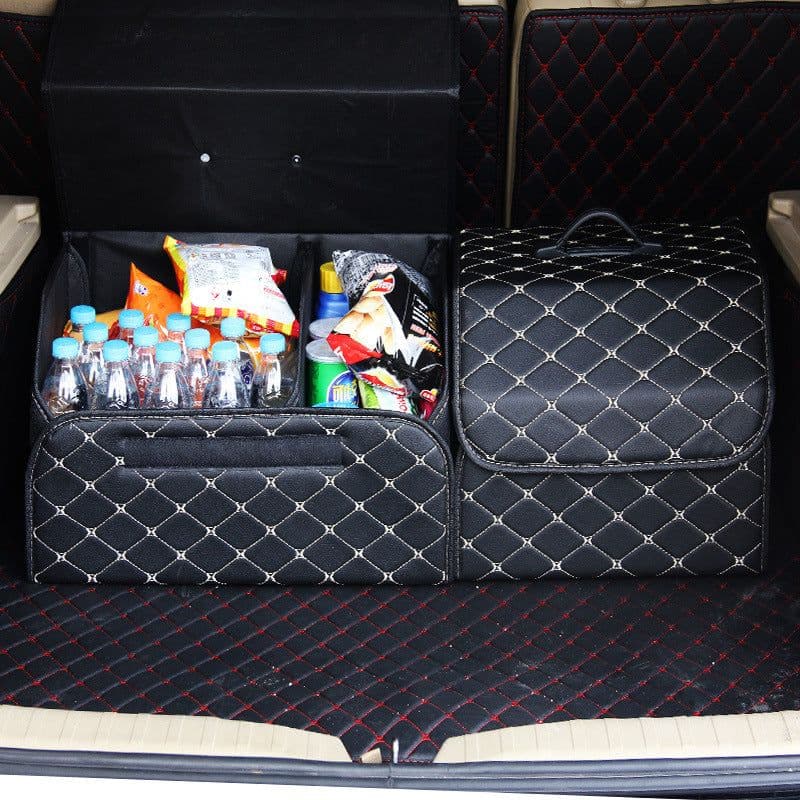 image-Trunk Storage Box Leather Folding Car Organizer