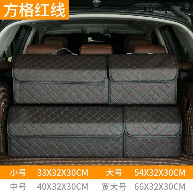 image-Trunk Storage Box Leather Folding Car Organizer