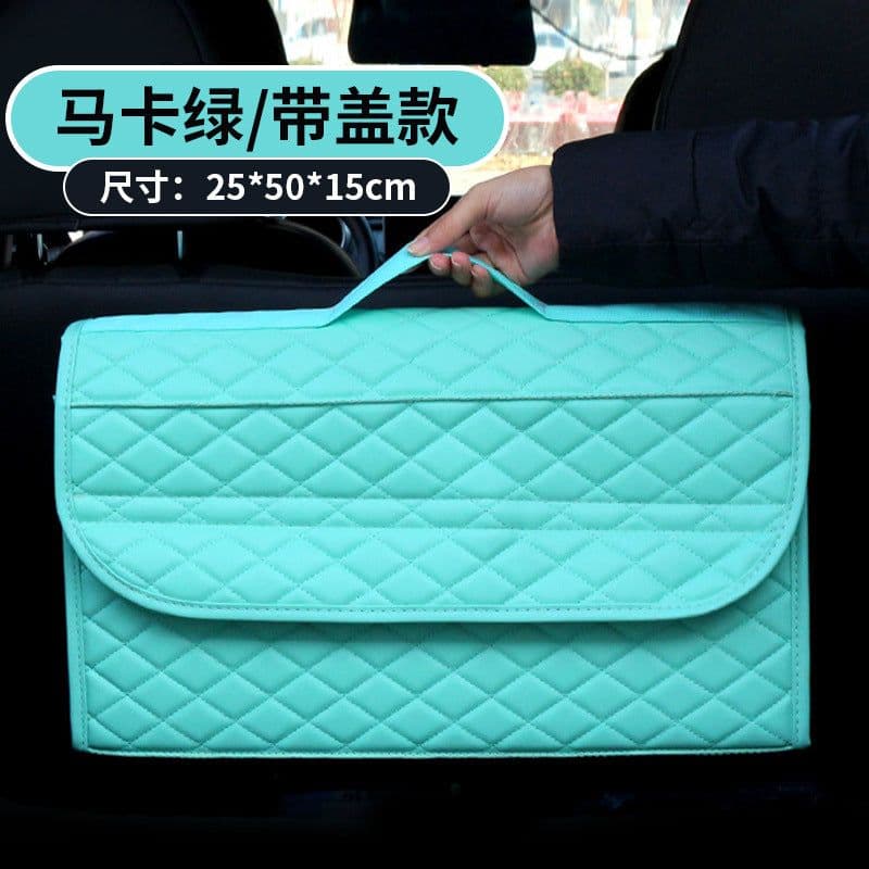 image-Trunk Storage Box Leather Folding Car Organizer