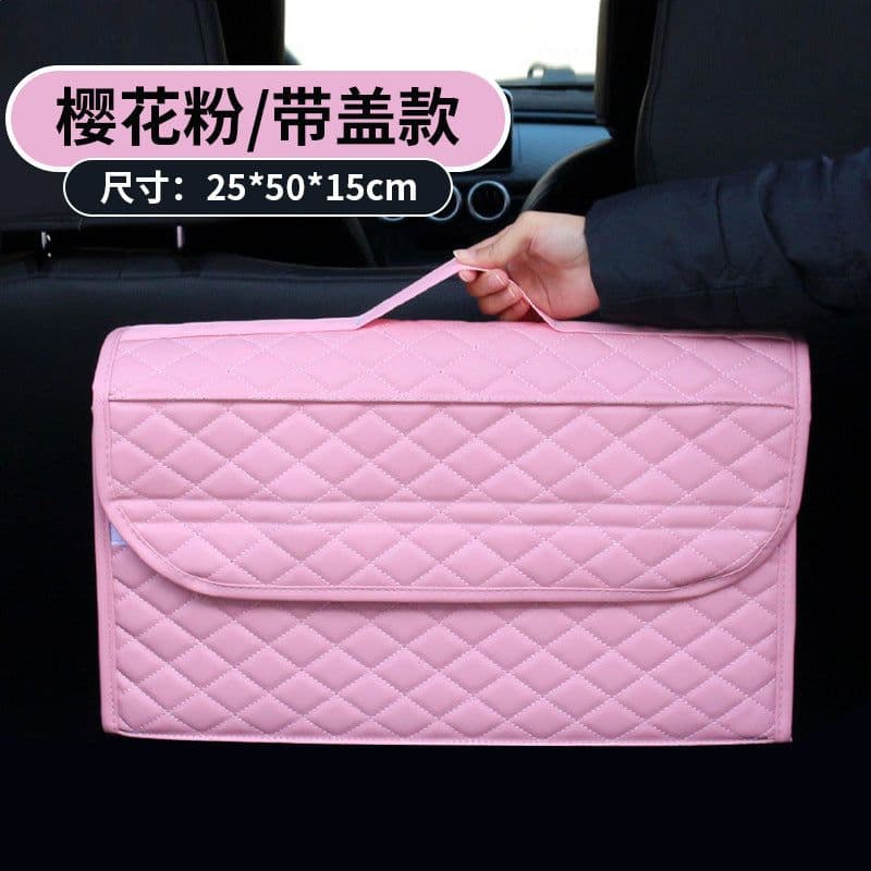 image-Trunk Storage Box Leather Folding Car Organizer