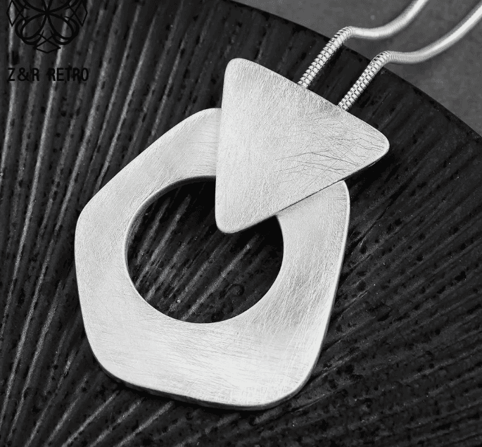 image-Long Chain Sweater Geometric Pendant Necklace