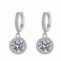 image-S925 Sterling Silver Moissanite Round Earrings