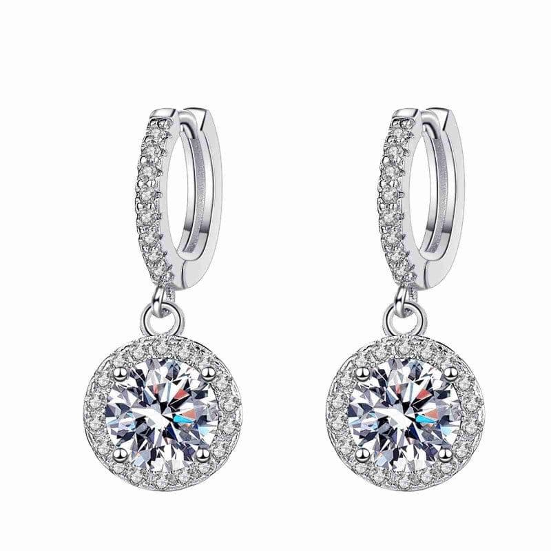 image-S925 Sterling Silver Moissanite Round Earrings