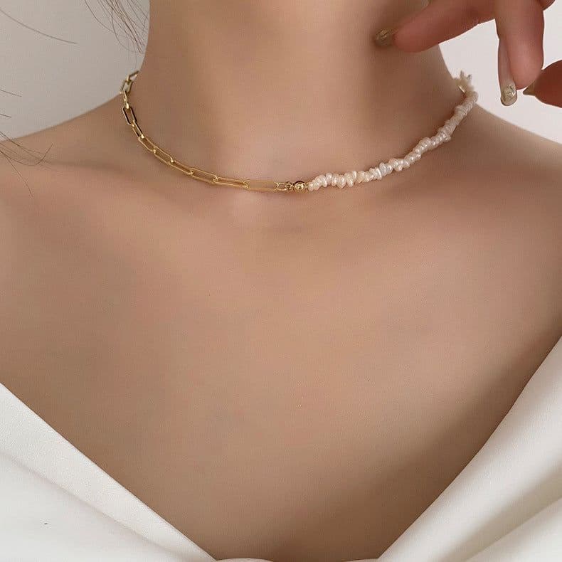 image-Light Luxury Freshwater Pearl Collarbone Chain Necklace