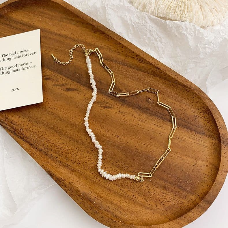image-Light Luxury Freshwater Pearl Collarbone Chain Necklace