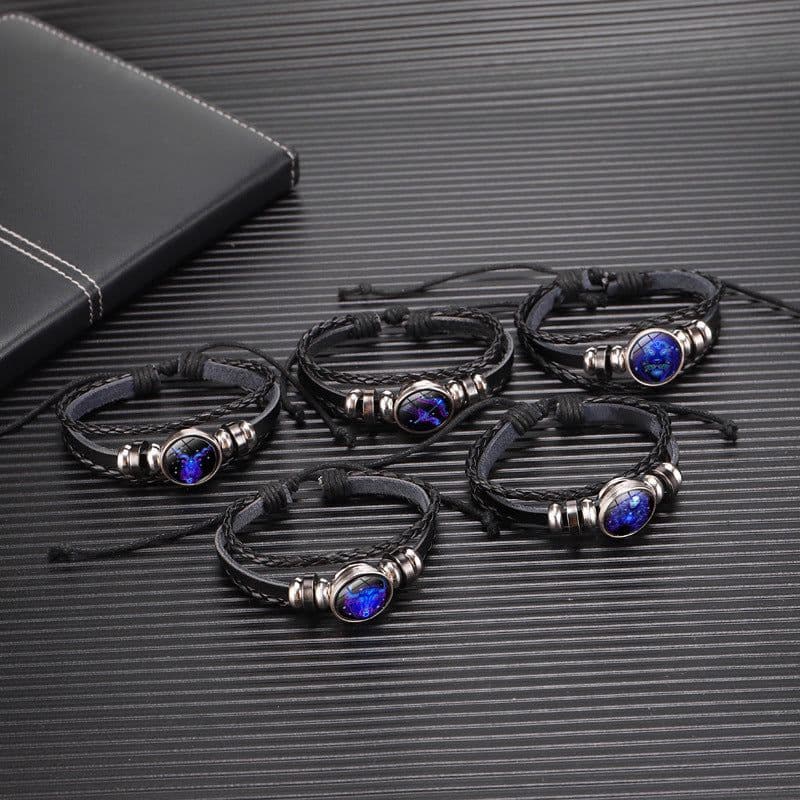 image-Yongyi Jewelry Twelve Constellation Couple Leather Bracelet