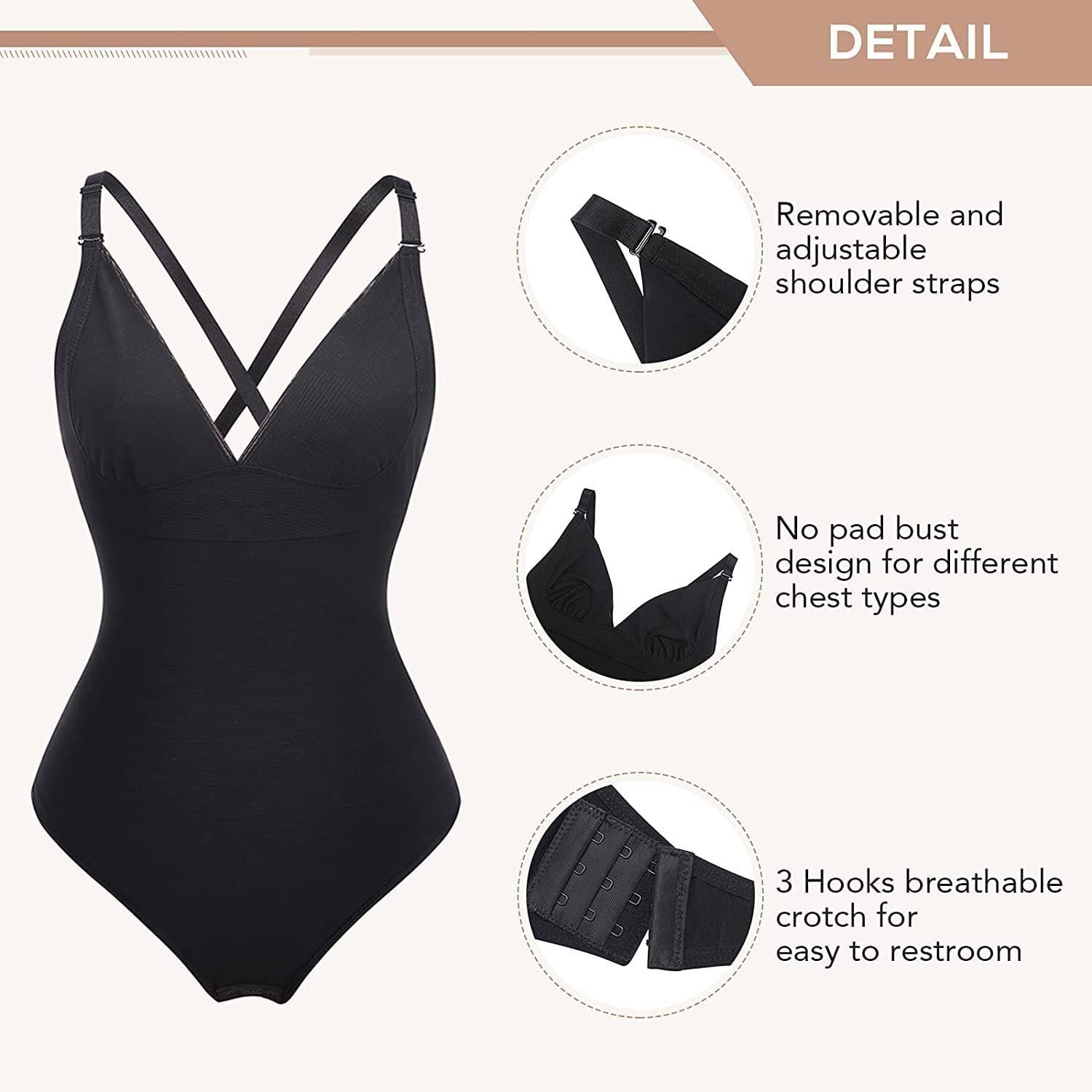 image-Nylon Shapewear Bodysuit with Chest Support XXL