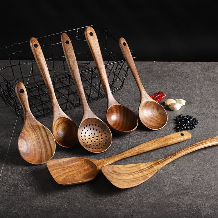 image-State 7-Piece Wooden Spoon and Spatula Set