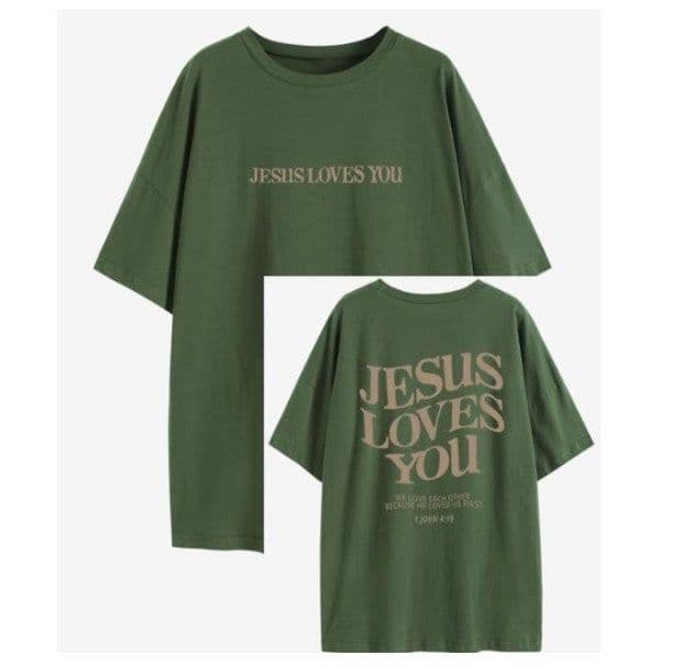 image-Women's Alphabet Print Cotton T-Shirt Loose Casual Short Sleeve