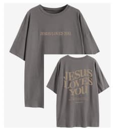 image-Women's Alphabet Print Cotton T-Shirt Loose Casual Short Sleeve