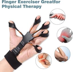 image-Finger Strengthener Grip Trainer, Black with Wristband