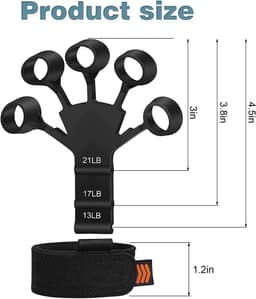 image-Finger Strengthener Grip Trainer, Black with Wristband