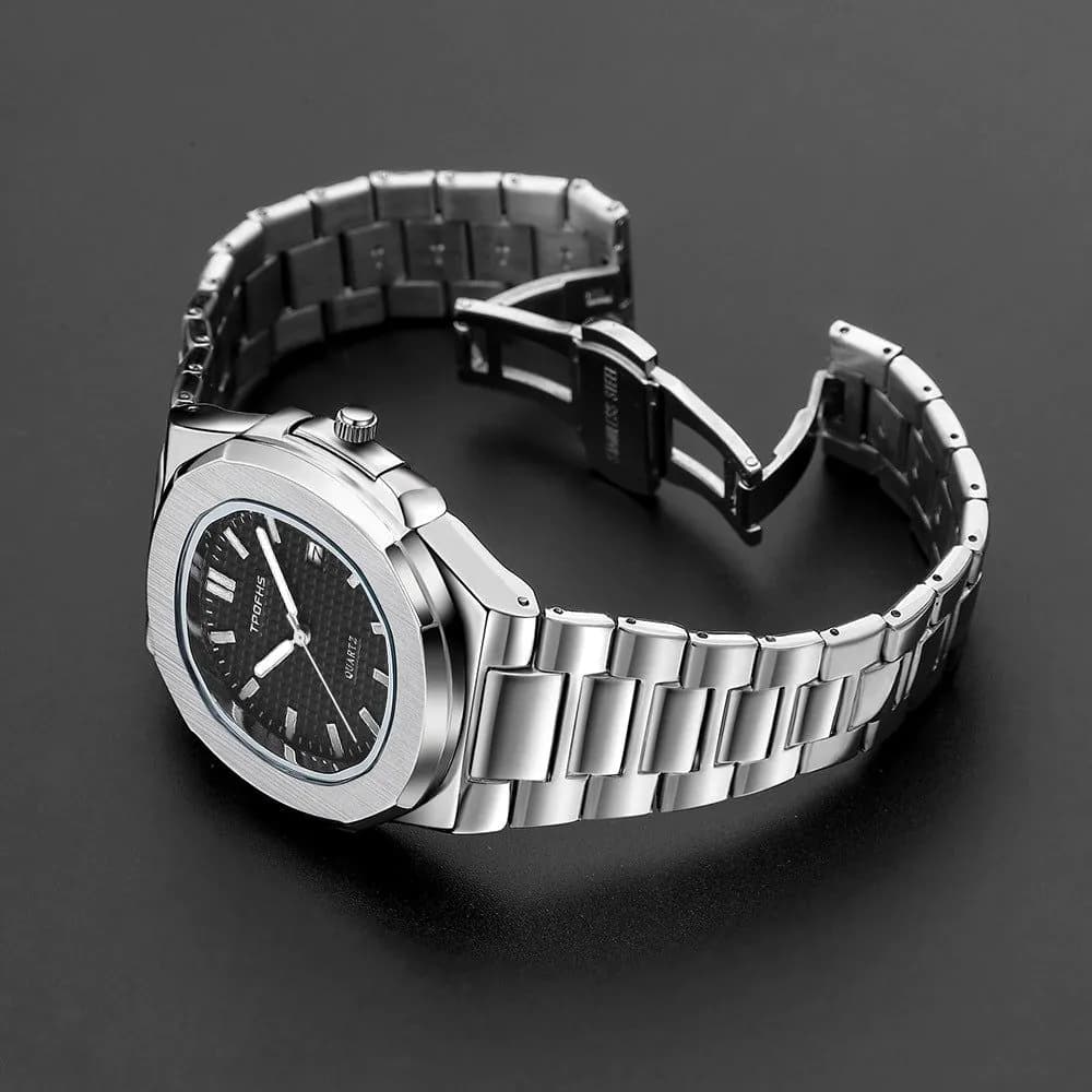 image-TPOFHS Men's Quartz Watch Stainless Steel 42mm