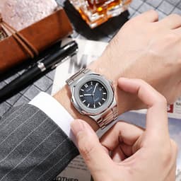 image-TPOFHS Men's Quartz Watch Stainless Steel 42mm