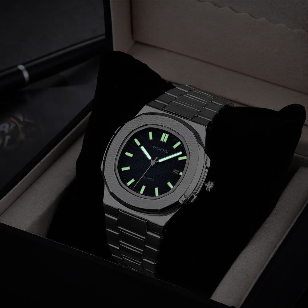 image-TPOFHS Men's Quartz Watch Stainless Steel 42mm