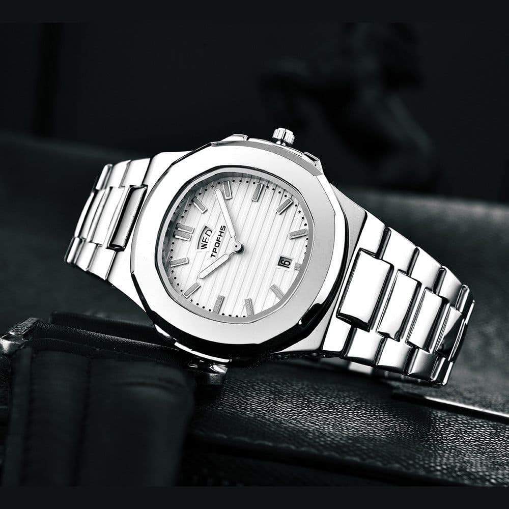 image-TPOFHS Men's Quartz Watch Stainless Steel 42mm