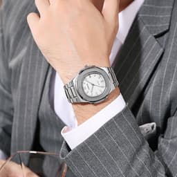 image-TPOFHS Men's Quartz Watch Stainless Steel 42mm