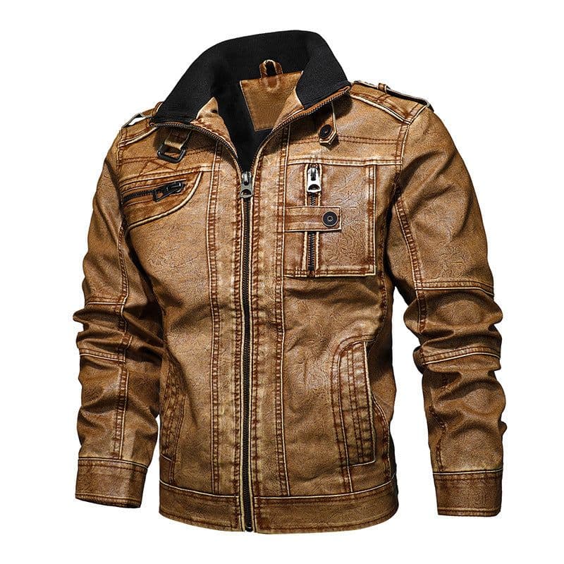image-Cross-border Leather Men's Casual Jacket PU