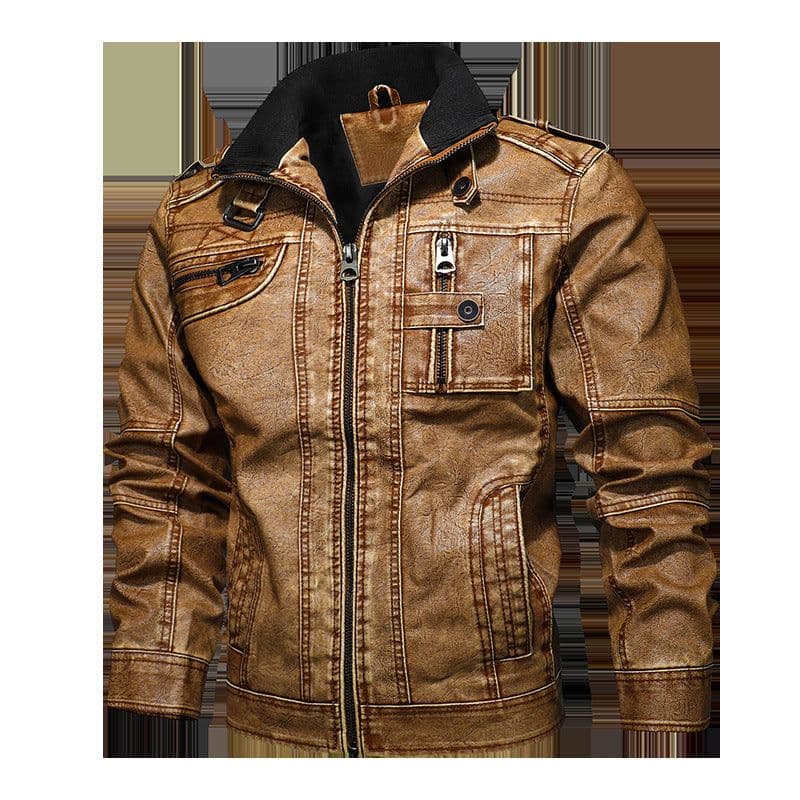 image-Cross-border Leather Men's Casual Jacket PU