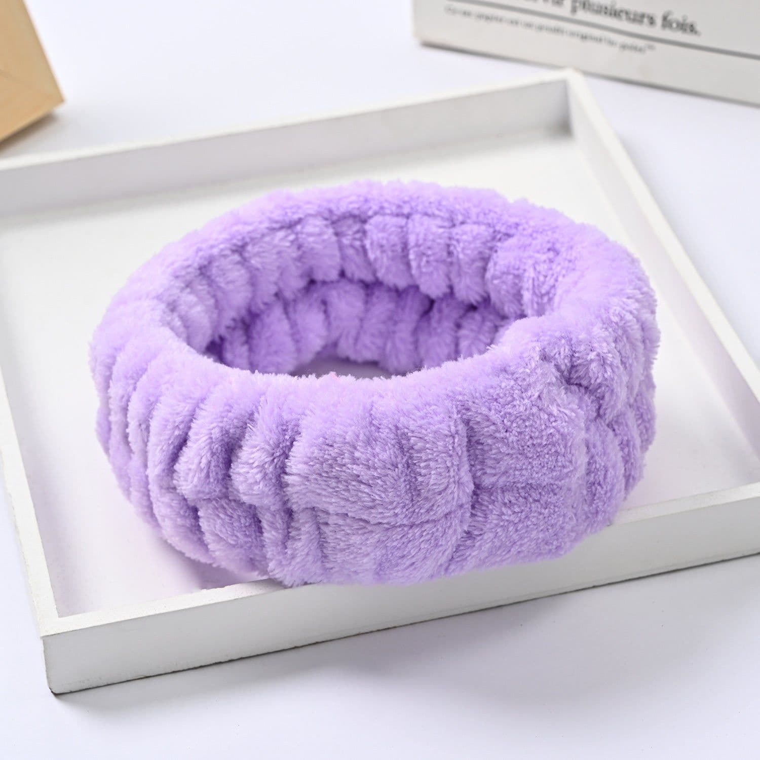 image-Plush Flannel Plaid Headband - Waterproof Face Wash