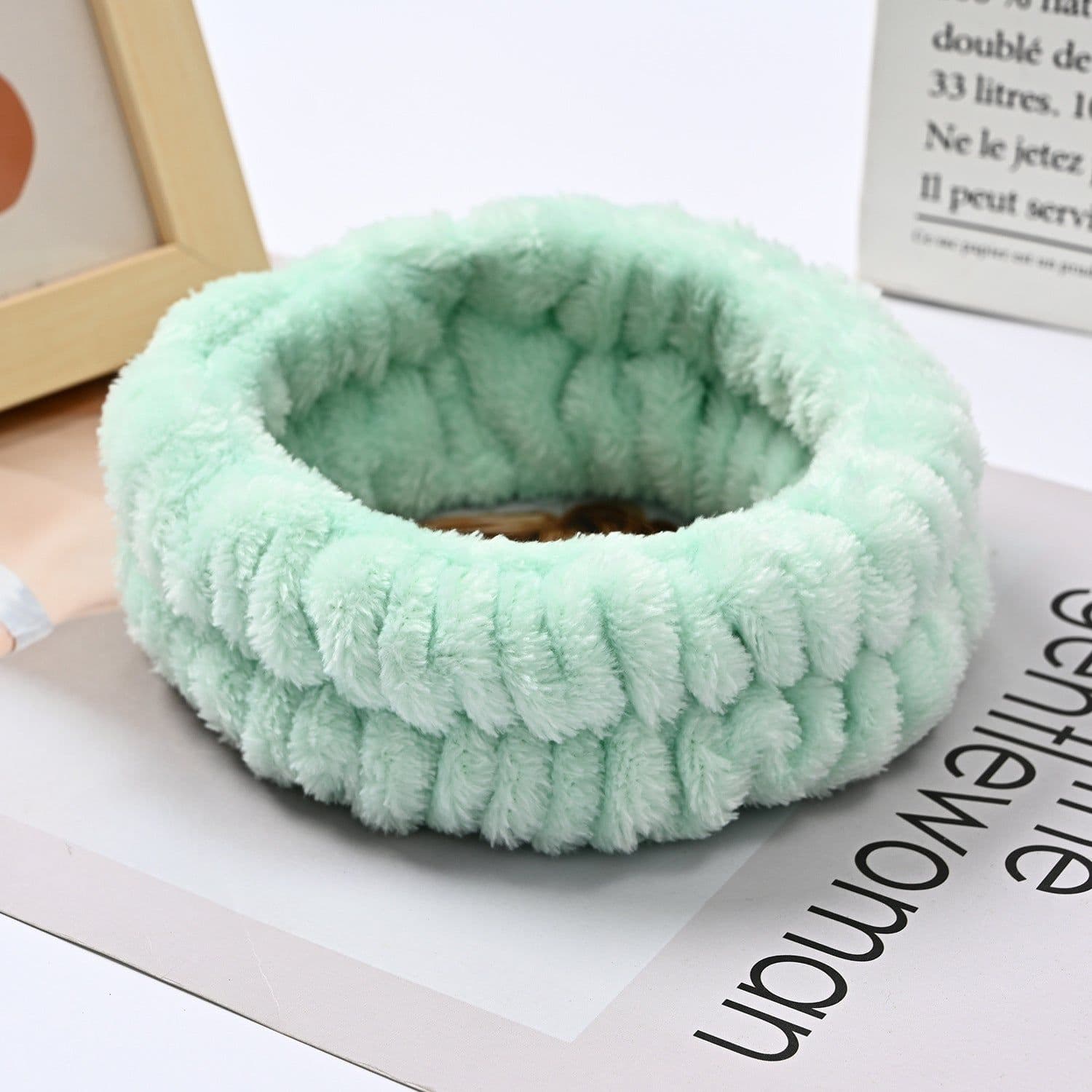 image-Plush Flannel Plaid Headband - Waterproof Face Wash