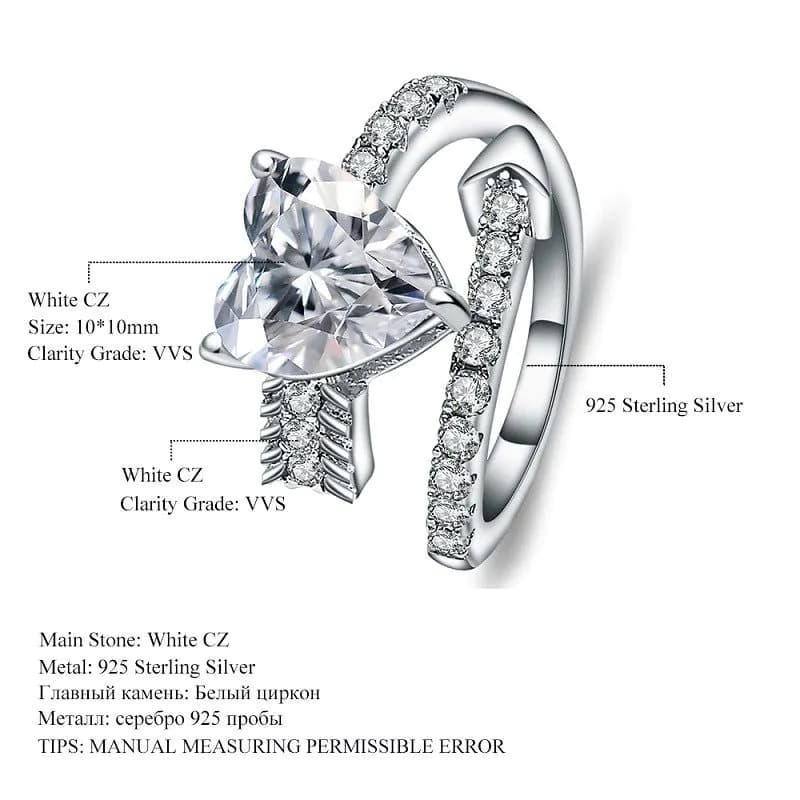 image-Zhongxi Jewelry 925 Sterling Silver Heart Ring with Zircon