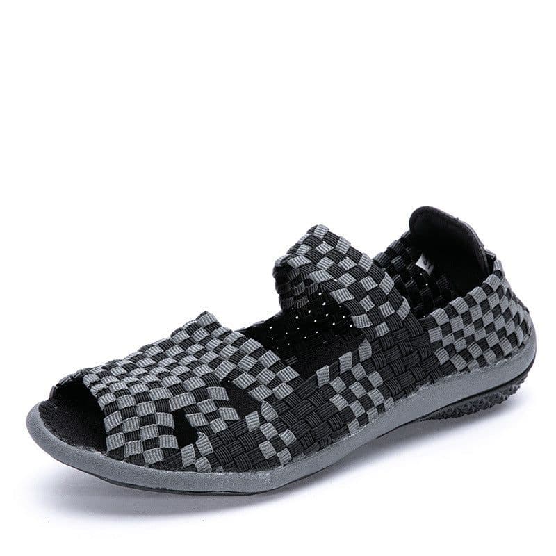 image-Women's Elastic Woven Sandals Slip-On Casual Shoes
