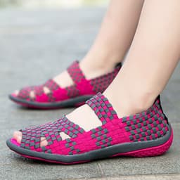 image-Women's Elastic Woven Sandals Slip-On Casual Shoes