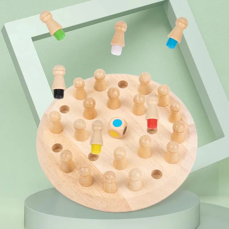 image-Wooden Hexagon Memory Chess Game for Kids 4-6