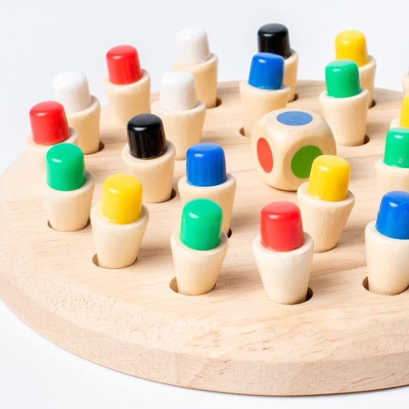 image-Wooden Hexagon Memory Chess Game for Kids 4-6