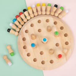 image-Wooden Hexagon Memory Chess Game for Kids 4-6