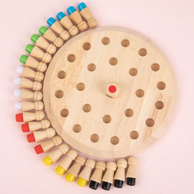 image-Wooden Hexagon Memory Chess Game for Kids 4-6