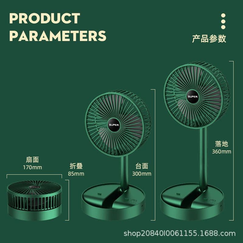 image-Folding Telescopic USB Charging Fan Portable