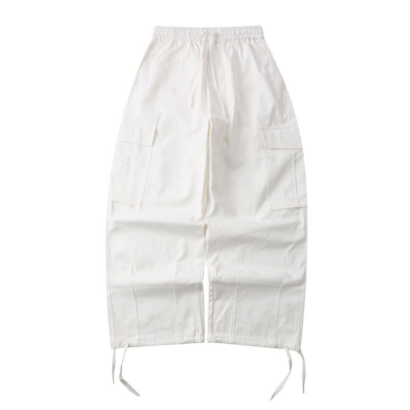 image-Casual Cotton Straight Pants Hip-Hop Loose White XXL