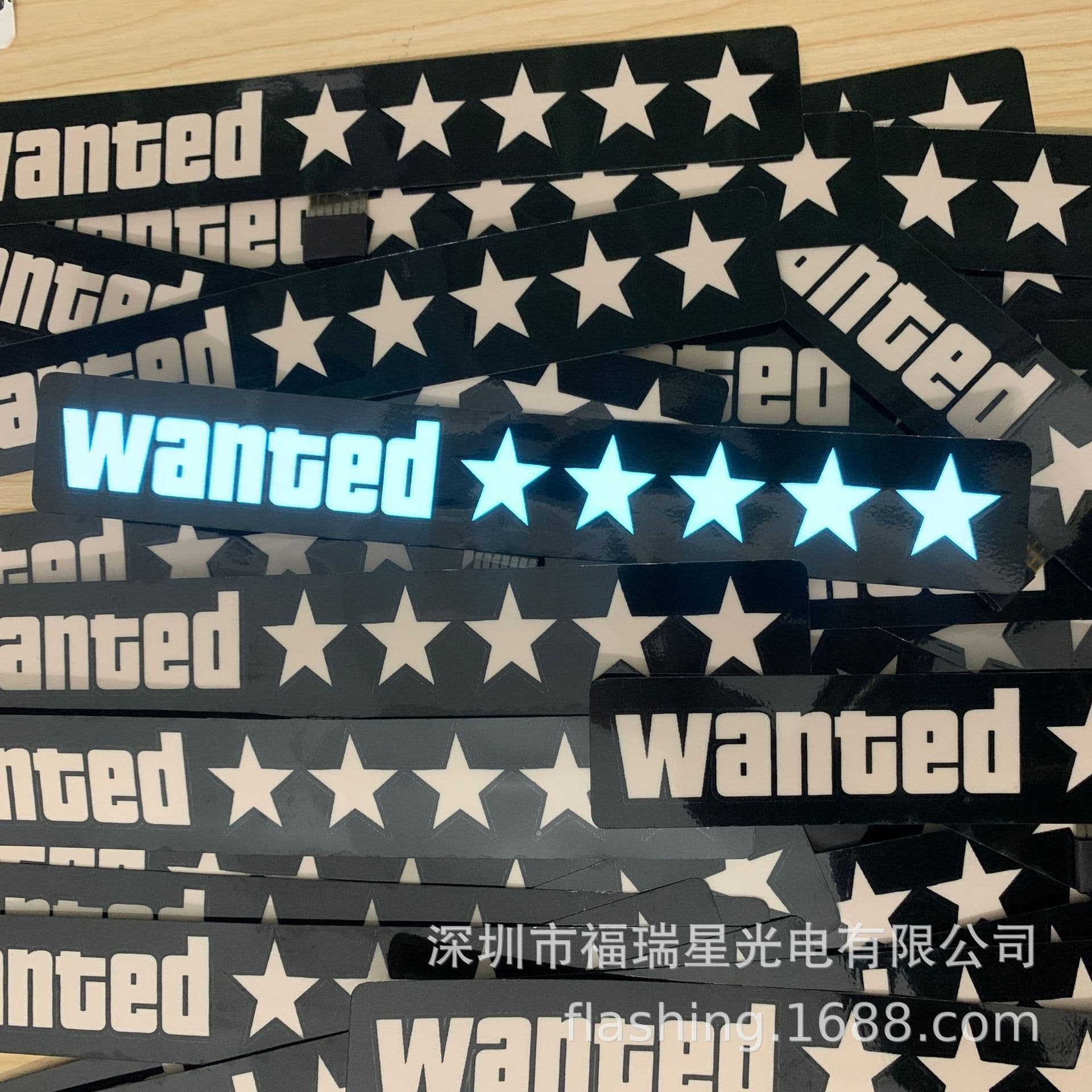 image-Wanted Luminous Car Sticker 27x4cm Double-Sided Adhesive