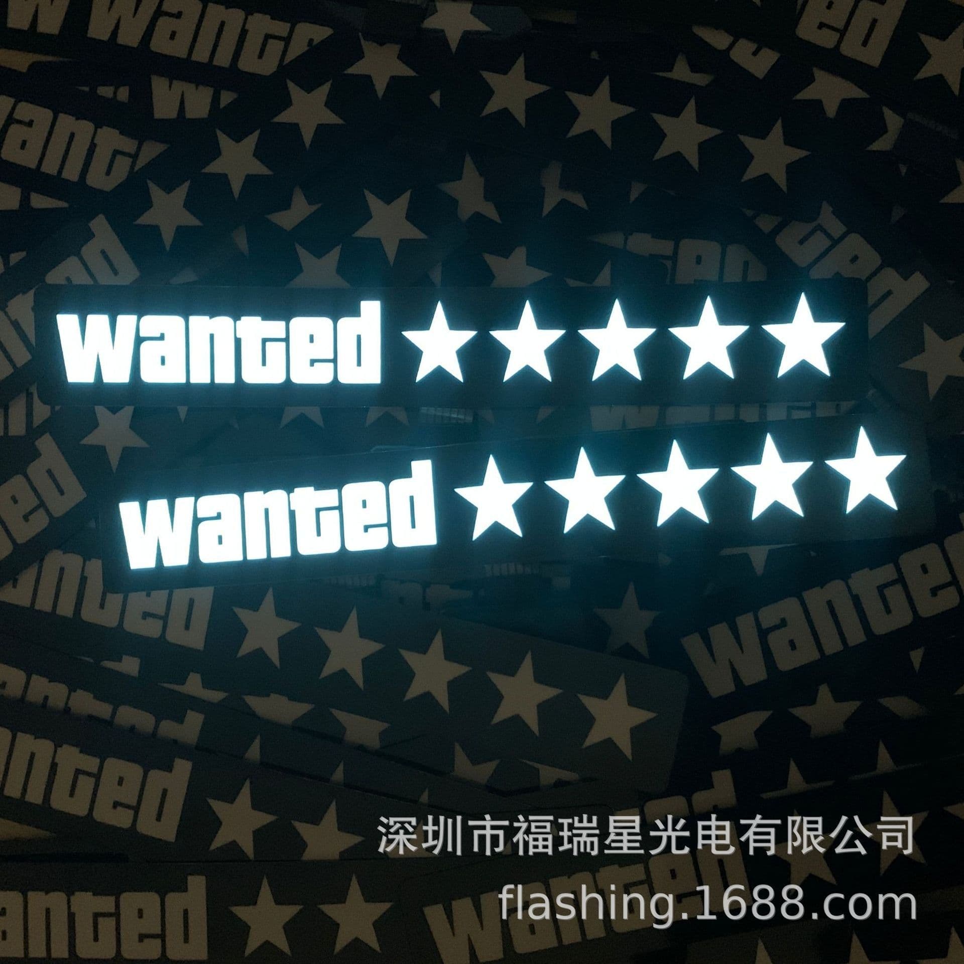 image-Wanted Luminous Car Sticker 27x4cm Double-Sided Adhesive