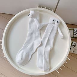 image-Cotton Holding Hands Couple Socks, Mid-Tube, Unisex